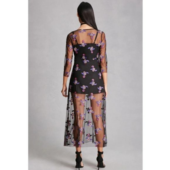 NWT RD & KOKO Embroidered Sheer Mesh Slip Dress Size M - Picture 4 of 8